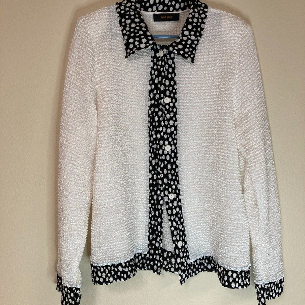 Baia Baia 2 Piece Set Cardigan & Top Popcorn Fabric Size XL Shirt and Jacket - Picture 6 of 8